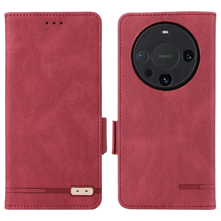 Per Huawei Mate 60 Pro Hardware Decor Stand Phone Case PU Leather Wallet Cover - Rose