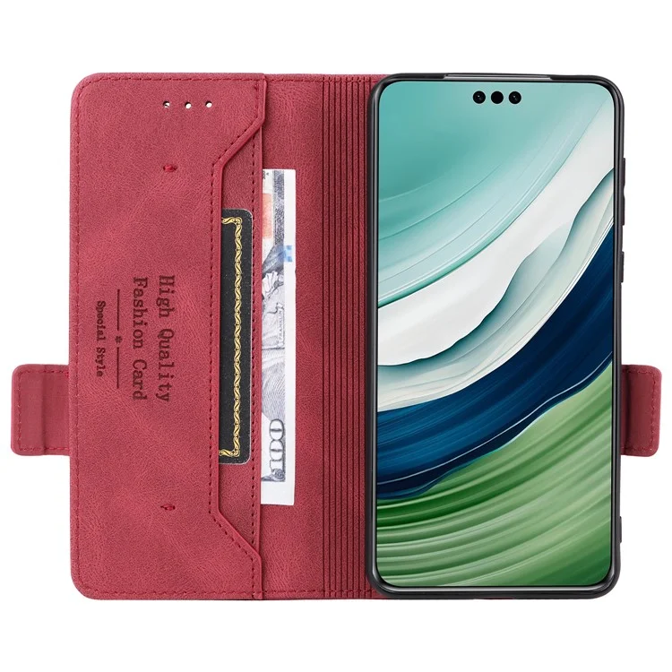 Per Huawei Mate 60 Pro Hardware Decor Stand Phone Case PU Leather Wallet Cover - Rose