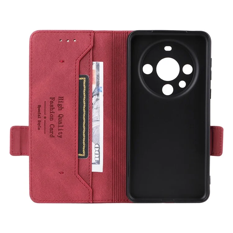 Per Huawei Mate 60 Pro Hardware Decor Stand Phone Case PU Leather Wallet Cover - Rose