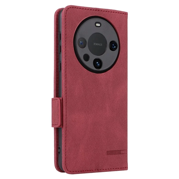 Per Huawei Mate 60 Pro Hardware Decor Stand Phone Case PU Leather Wallet Cover - Rose