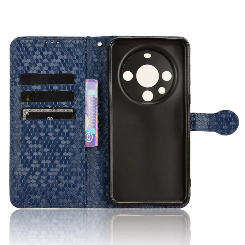 Для Huawei Mate 60 Pro PU кожаный чехол от падения с тиснением, чехол-книжка со стойкой - темно-синий