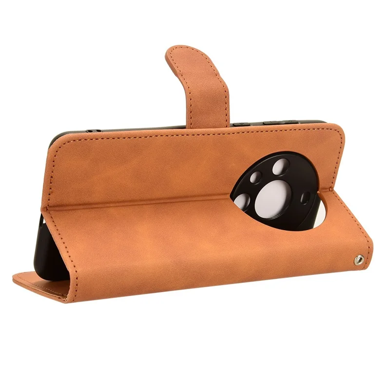 For Huawei Mate 60 PU Leather Wallet Stand Case Skin-touch Drop Protection Phone Cover - Brown
