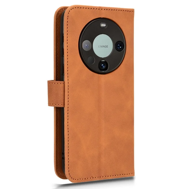 For Huawei Mate 60 PU Leather Wallet Stand Case Skin-touch Drop Protection Phone Cover - Brown