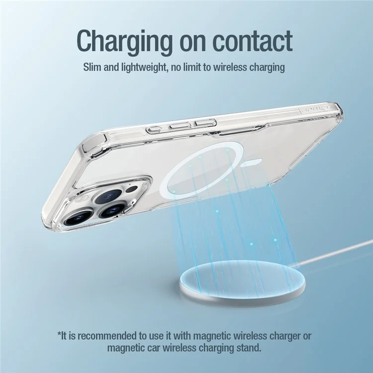 NILLKIN Nature Pro Series per iPhone 15 Pro Max Compatibile con MagSafe Custodia per Telefono PC+TPU Backcover - Trasparente
