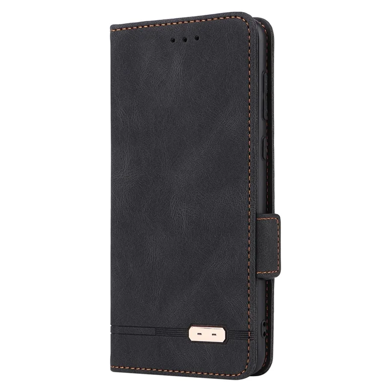 For Huawei Mate 60 PU Leather Protective Cover Hardware Decor Wallet Stand Phone Case - Black