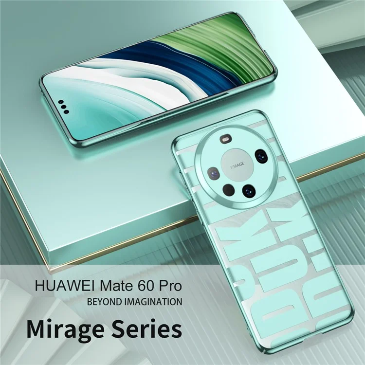 Electroplating PC Phone Case for Huawei Mate 60 Pro Anti-scratch Mobile Phone Back Cover Shell - Cyan