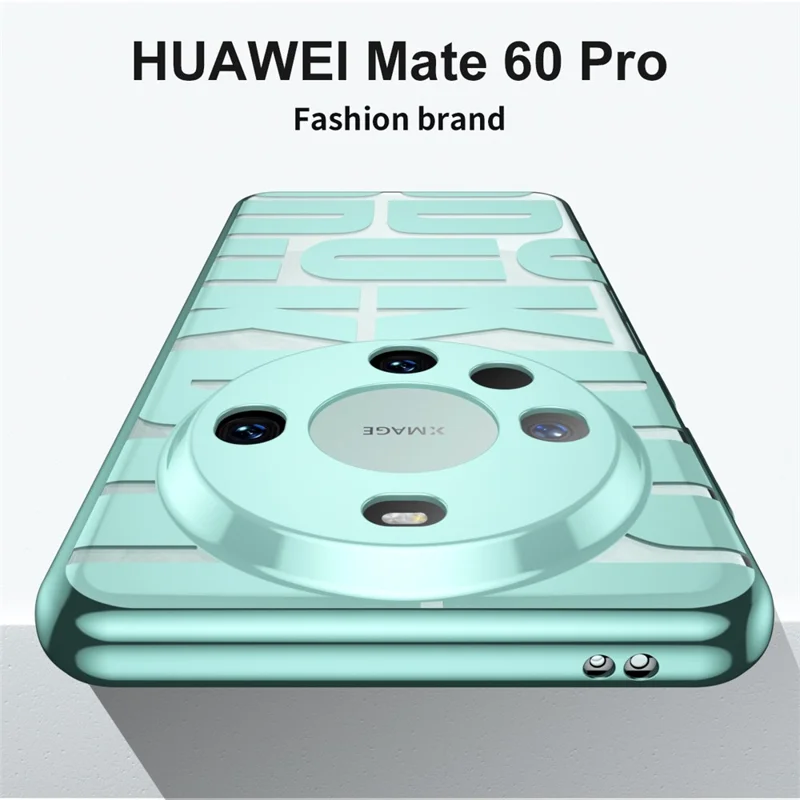 Electroplating PC Phone Case for Huawei Mate 60 Pro Anti-scratch Mobile Phone Back Cover Shell - Cyan
