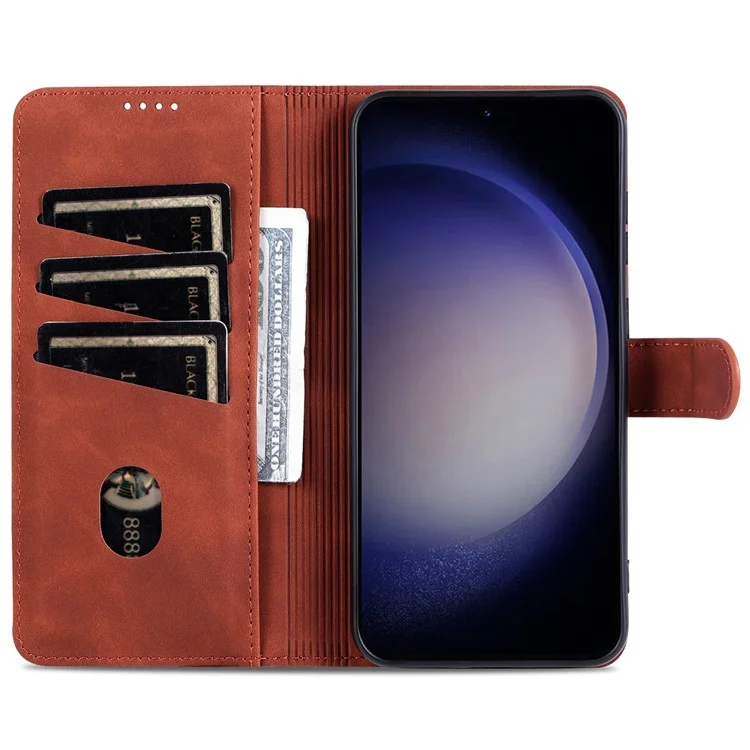 AZNS Per Samsung Galaxy S23 FE Custodia in Pelle PU Sottile Magnetica Stand Wallet Cover - Marrone