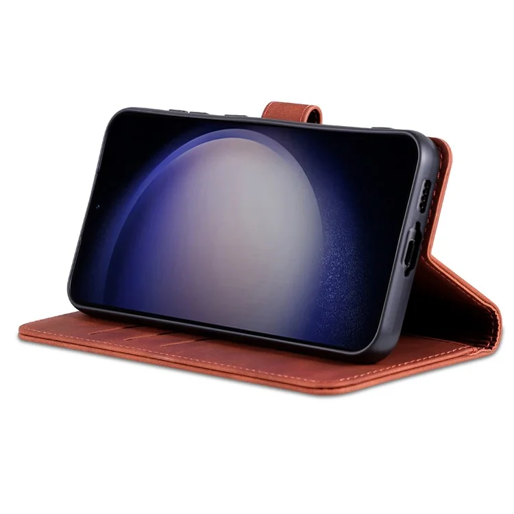 AZNS Per Samsung Galaxy S23 FE Custodia in Pelle PU Sottile Magnetica Stand Wallet Cover - Marrone