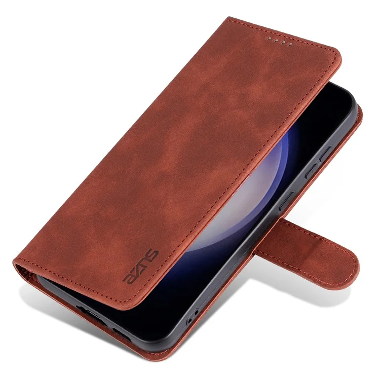 AZNS Per Samsung Galaxy S23 FE Custodia in Pelle PU Sottile Magnetica Stand Wallet Cover - Marrone