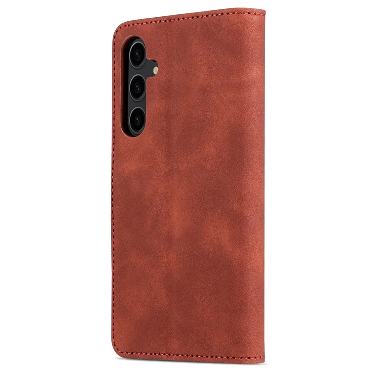 AZNS Per Samsung Galaxy S23 FE Custodia in Pelle PU Sottile Magnetica Stand Wallet Cover - Marrone