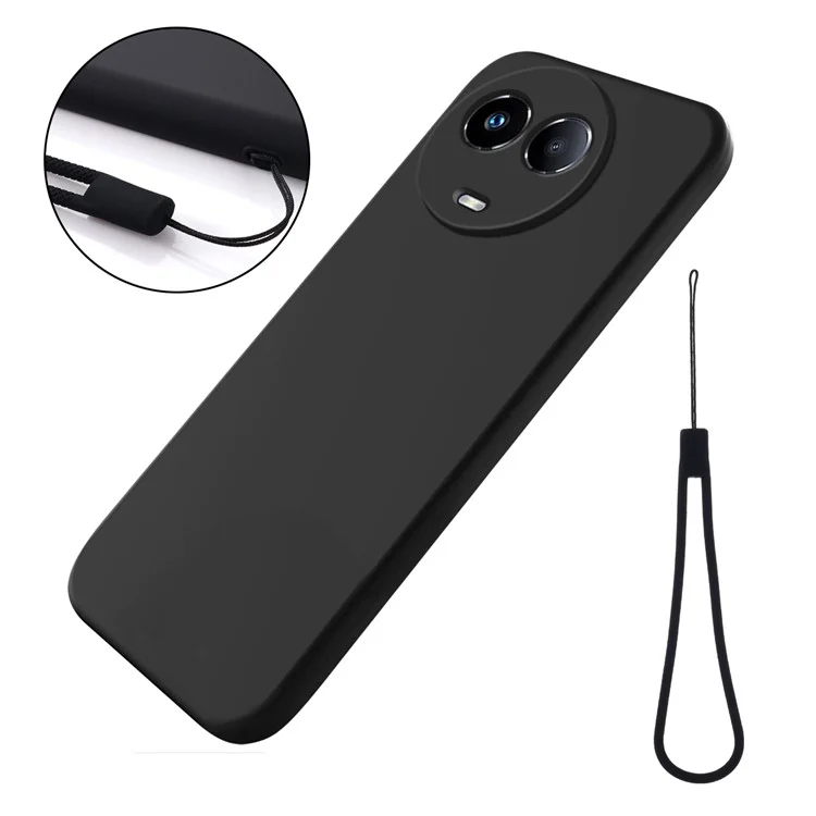 For Realme 11x 5G / 11 5G (Global) Liquid Silicone Mobile Phone Case Soft Lining Anti-scratch Back Cover - Black