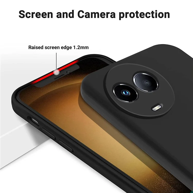 For Realme 11x 5G / 11 5G (Global) Liquid Silicone Mobile Phone Case Soft Lining Anti-scratch Back Cover - Black