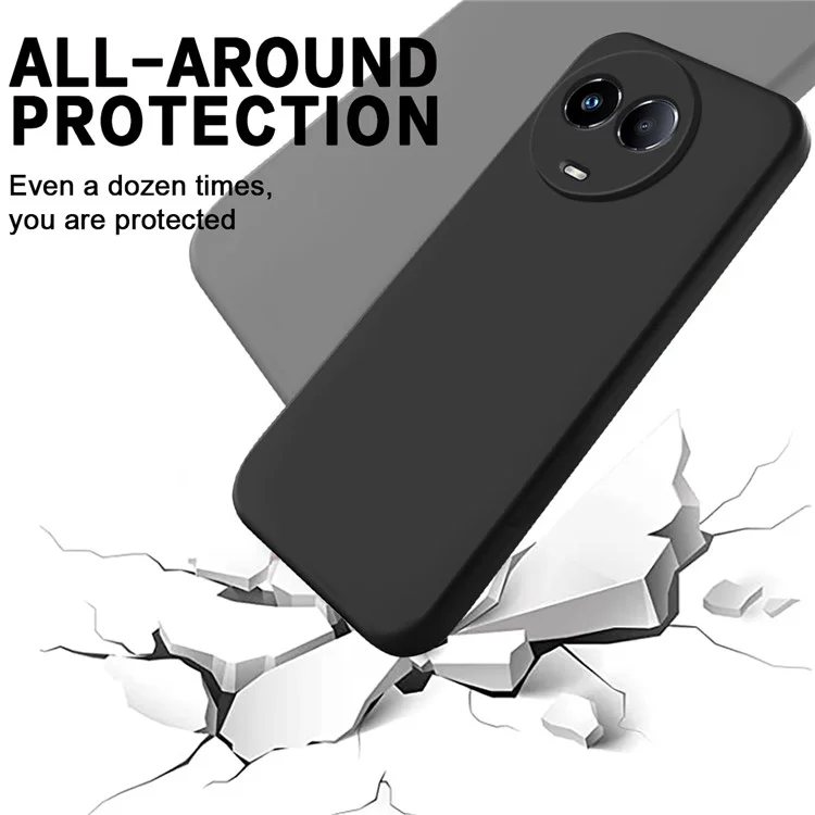 For Realme 11x 5G / 11 5G (Global) Liquid Silicone Mobile Phone Case Soft Lining Anti-scratch Back Cover - Black