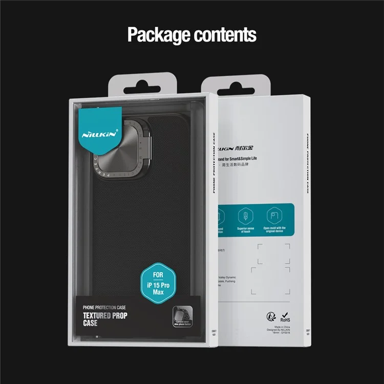 NILLKIN For iPhone 15 Pro PC + TPU Phone Case Textured Prop Cover with Lens Cover Kickstand