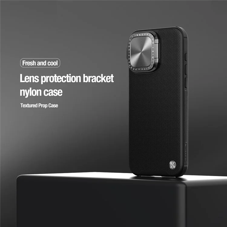 NILLKIN For iPhone 15 Pro PC + TPU Phone Case Textured Prop Cover with Lens Cover Kickstand