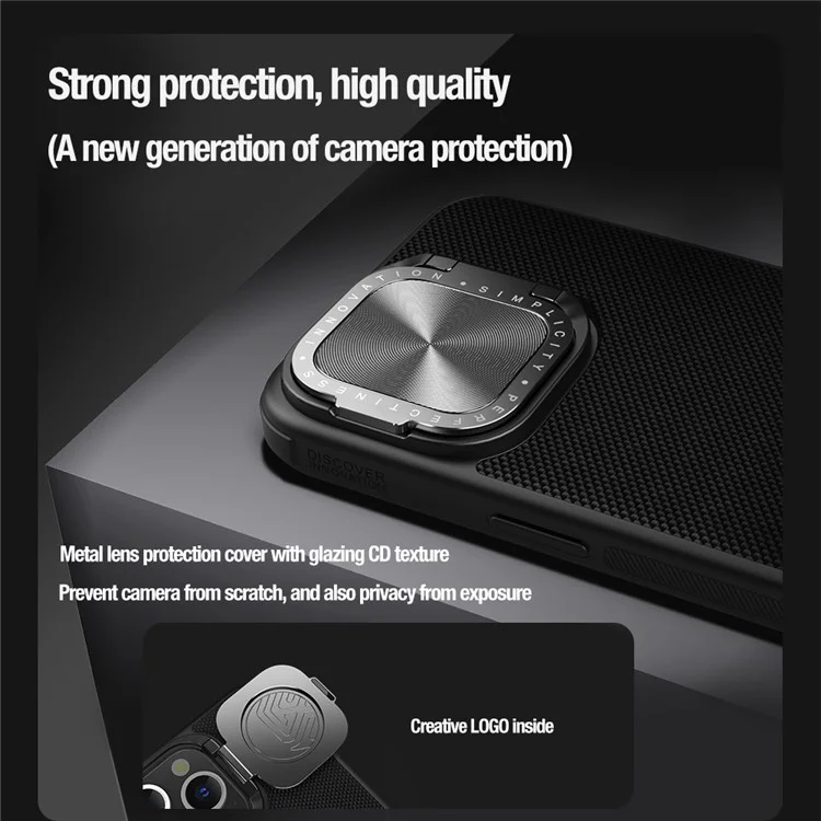 NILLKIN For iPhone 15 Pro PC + TPU Phone Case Textured Prop Cover with Lens Cover Kickstand