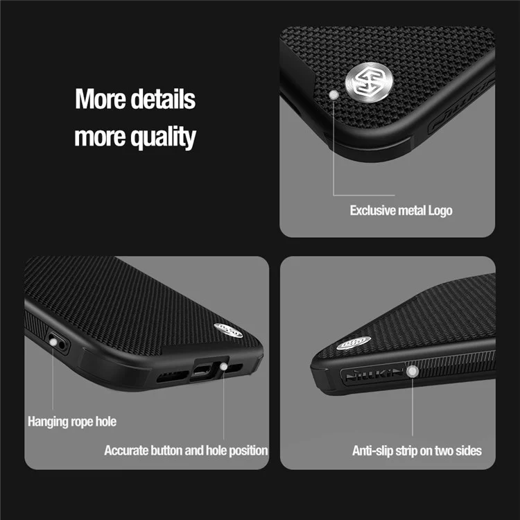 NILLKIN Pour iPhone 15 Pro Étui de téléphone à texture de support Compatible avec MagSafe PC + Étui TPU avec support pour objectif