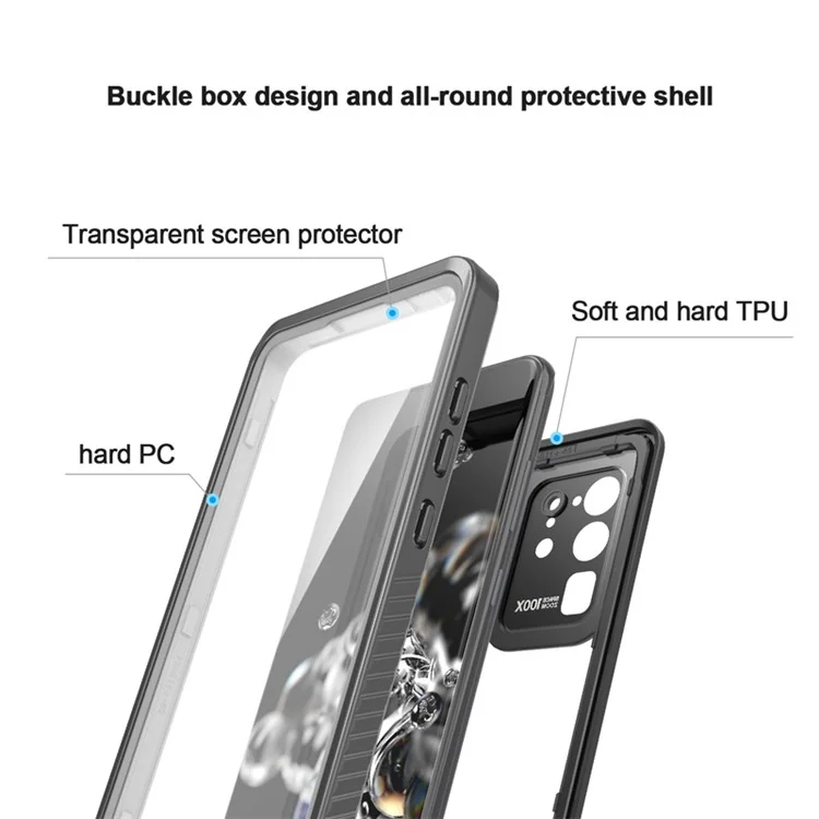 FS Series IP68 Custodia Impermeabile Per Samsung Galaxy S20 Ultra Trasparente Protezione Telefonica Completa