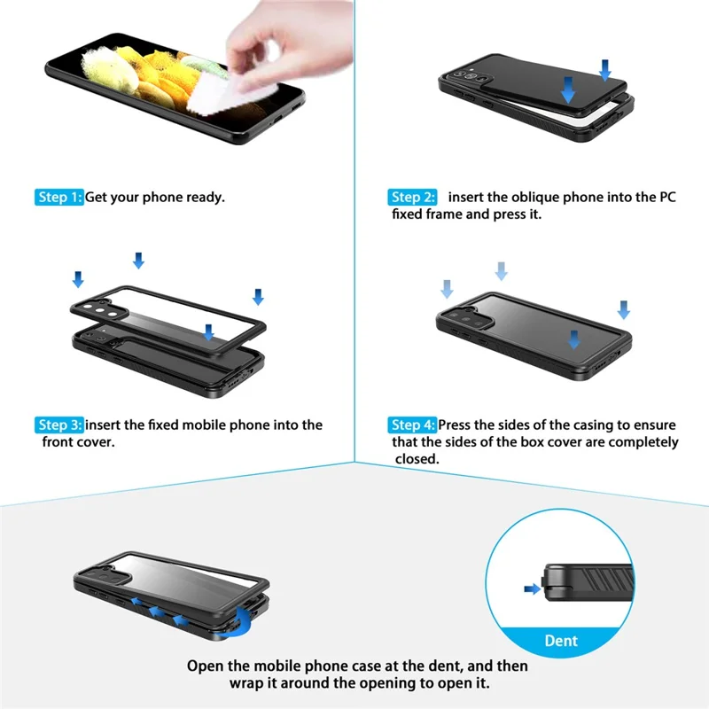 For Samsung Galaxy S21+ 5G FS Series IP68 Waterproof Anti-drop Case Diving Shock-proof Clear Cell Phone Cover