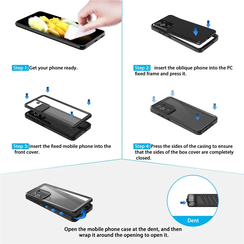 IP68 Waterproof Case For Samsung Galaxy S21 Ultra 5G FS Series 2m Drop-proof Phone Cover Protector