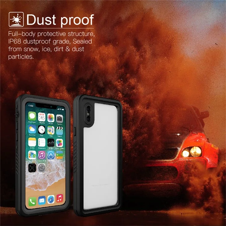 FS Série IP68 Étui Étanche Pour L'iphone X / Xs, Couverture de Téléphone Claire Protectrice Sous-marine Complète