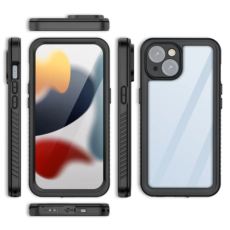 REDPEPPER FS Series для iPhone 15 Полноразмерный песко-устойчивый чехол с прозрачной задней панелью IP68 Водонепроницаемый чехол для телефона