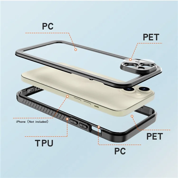 REDPEPPER FS Series for iPhone 15 Plus All-inclusive Phone Case IP68 Waterproof Dustproof Snowproof Clear Cover