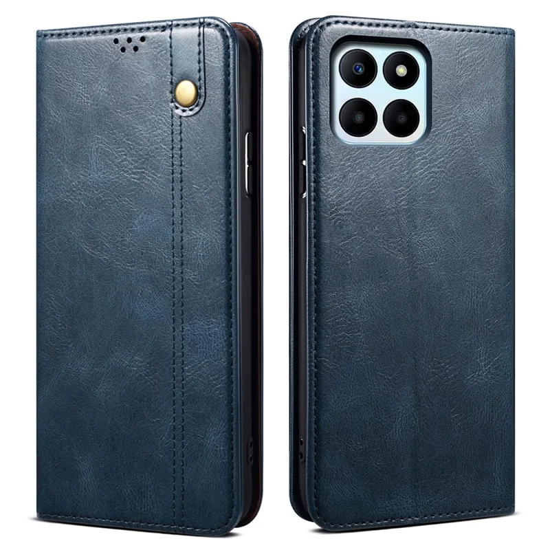 Custodia in pelle per Honor X8 5G / X6 4G / X6s 4G / 70 Lite 5G / Play 30M Stand Portafoglio Texture a Cavallo Ceroso - Blu