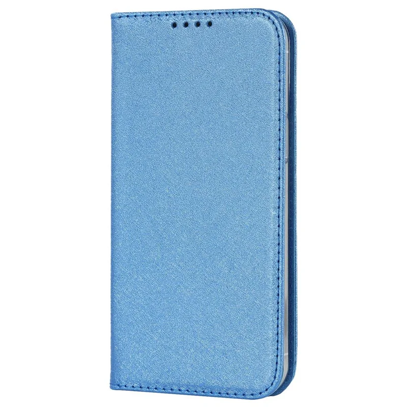 Étui pour iPhone 15 Plus Coque en Soie Texture Support Couverture Anti-rayures Portefeuille en Cuir PU Coque de Téléphone - Bleu