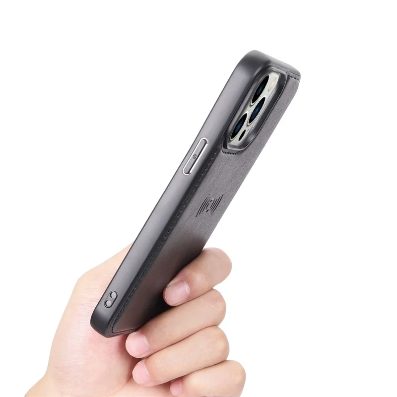 HANMAN Miro2 Serie para iPhone 15 Pro Max Carcasa magnética desmontable Funda de piel de PU+TPU Soporte para teléfono - Negro