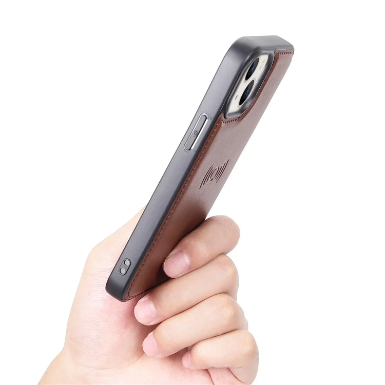 HANMAN Miro2 Series For iPhone 15 Detachable Magnetic Phone Case Anti-drop Leather Wallet Stand Cover - Brown