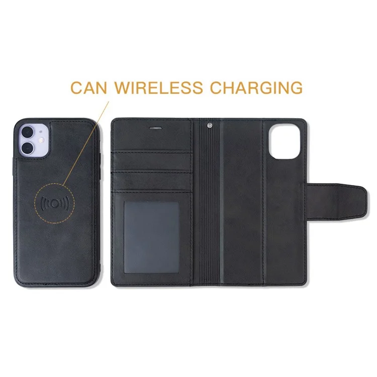 HANMAN Miro2 Series For iPhone 15 Detachable Magnetic Phone Case Anti-drop Leather Wallet Stand Cover - Brown