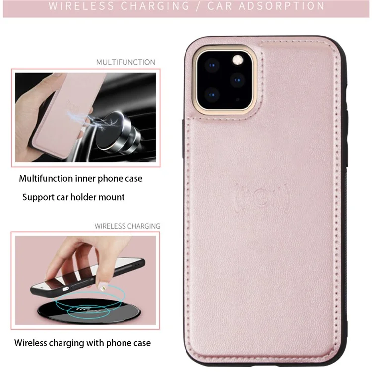 HANMAN Miro2 Series For iPhone 15 Detachable Magnetic Phone Case Anti-drop Leather Wallet Stand Cover - Brown