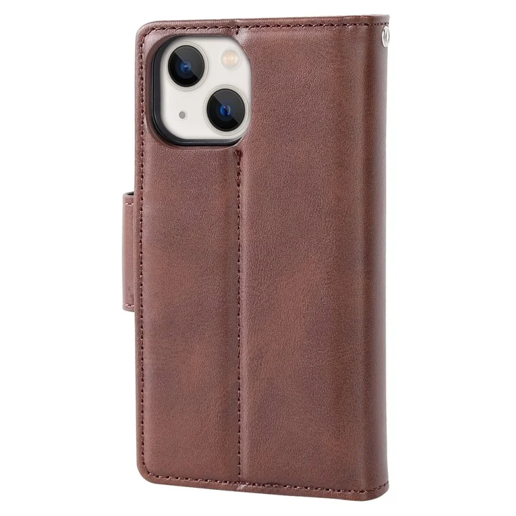 HANMAN Miro2 Series For iPhone 15 Detachable Magnetic Phone Case Anti-drop Leather Wallet Stand Cover - Brown