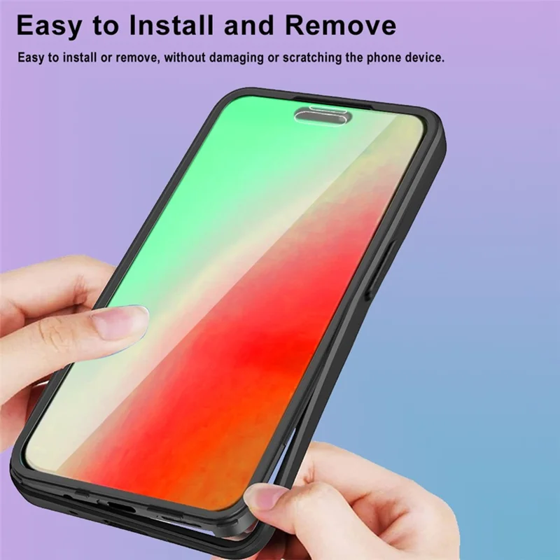 Acrylic+TPU Phone Case for iPhone 15 Plus , Fully Wrapped Protection Cover with Built-in Screen Protector - Black