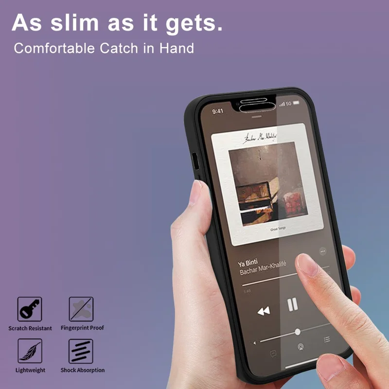 Acrylic+TPU Phone Case for iPhone 15 Plus , Fully Wrapped Protection Cover with Built-in Screen Protector - Black