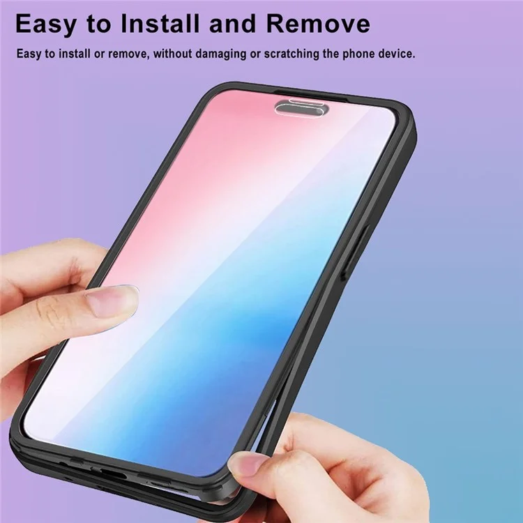 Pour iPhone 15 Pro Max Transparent Phone Case Acrylique+TPU Fully Protection Cover avec PET Screen Protector - Noir