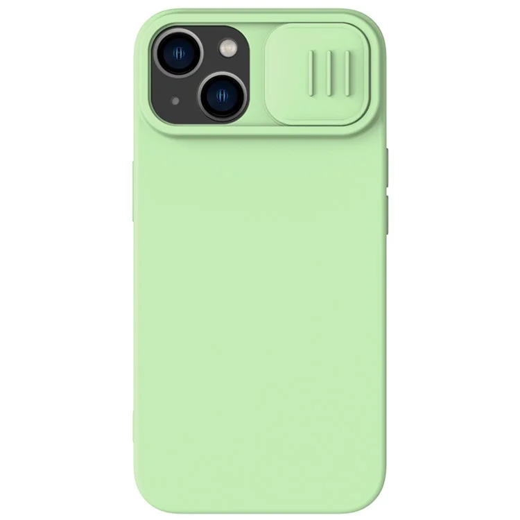 NILLKIN Pour iPhone 15 Étui en silicone liquide + PC Couvercle de glissière de caméra Étui compatible avec MagSafe - Vert
