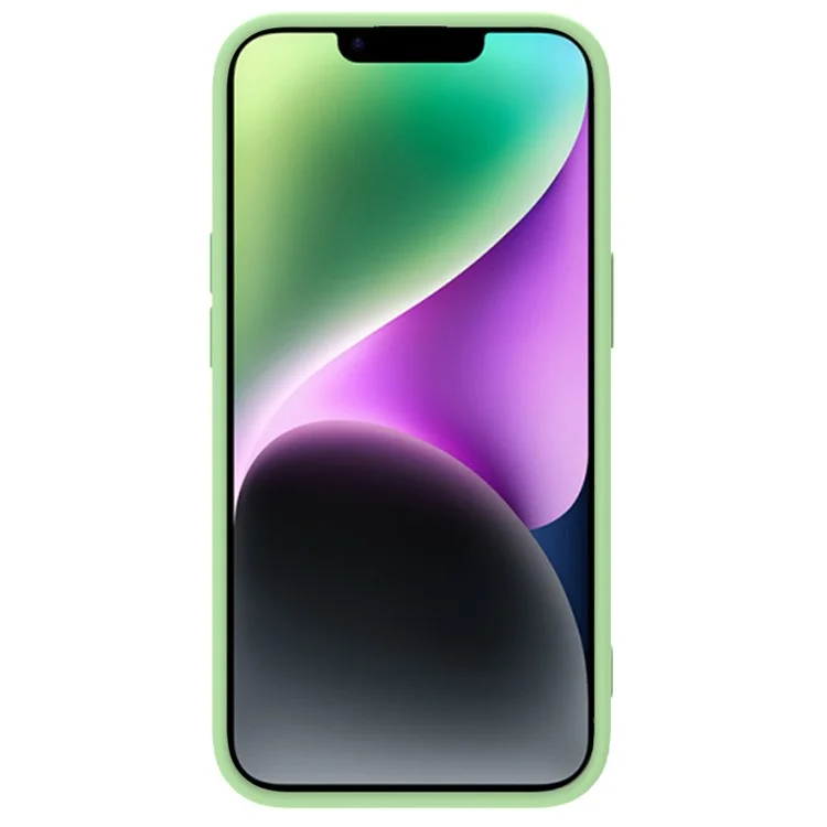 NILLKIN Pour iPhone 15 Étui en silicone liquide + PC Couvercle de glissière de caméra Étui compatible avec MagSafe - Vert