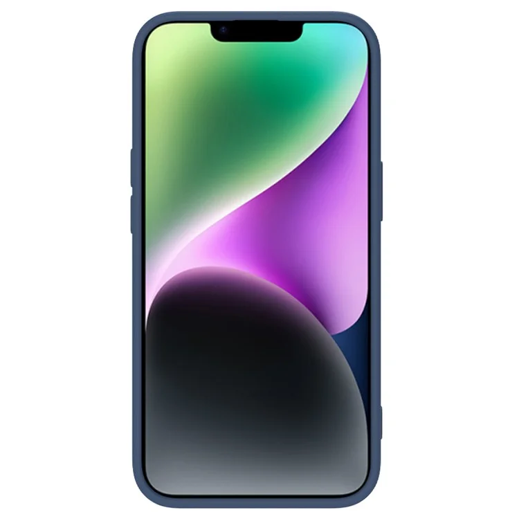 NILLKIN для iPhone 15 Plus Slide Camera Lid Back Cover Liquid Silicone+PC Phone Case Compatible with MagSafe - Blue