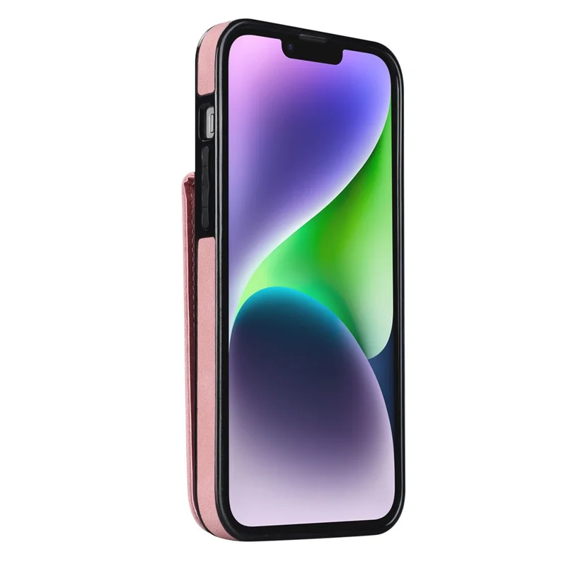 Per Iphone 13 / 14 6,1 Pollici di Telefono RFID Blocking Wallet Retro PU+TPU Kickstand Cover - Rosa