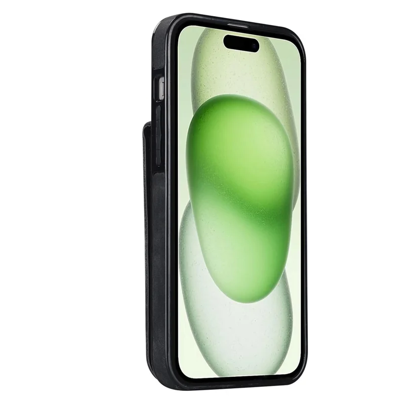 Custodia posteriore per iPhone 15 Plus, custodia telefonica RFID Blocking Wallet Retro PU+TPU Kickstand Cover - Nero