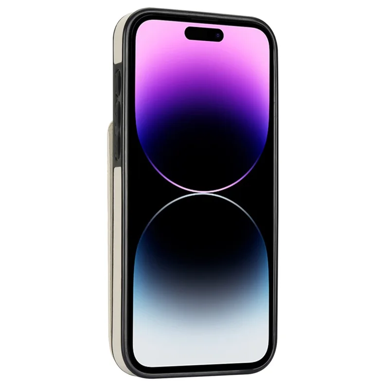 Phone Case for iPhone 14 Pro Max , RFID Blocking Wallet Retro PU+TPU Cellphone Kickstand Cover - Beige