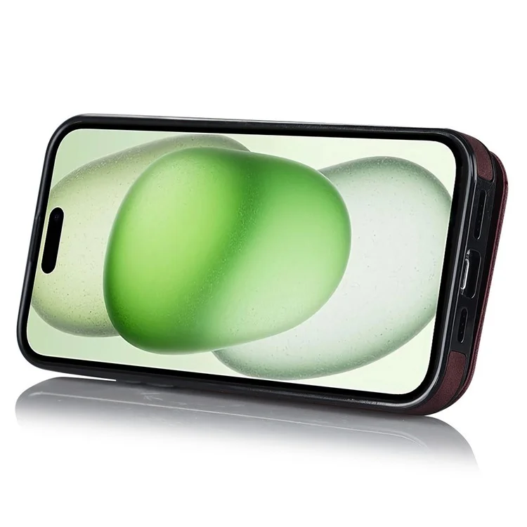 Для iPhone 15 RFID Blocking Wallet Anti-scratch Phone Case Retro PU+TPU Чехол для сотового телефона со складной подставкой - коричневый