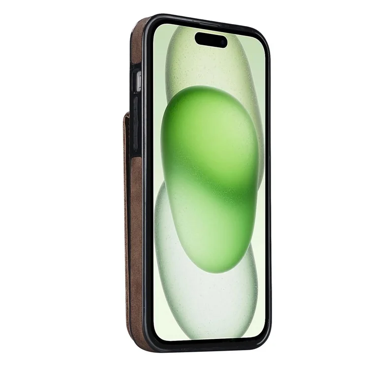 Для iPhone 15 RFID Blocking Wallet Anti-scratch Phone Case Retro PU+TPU Чехол для сотового телефона со складной подставкой - коричневый