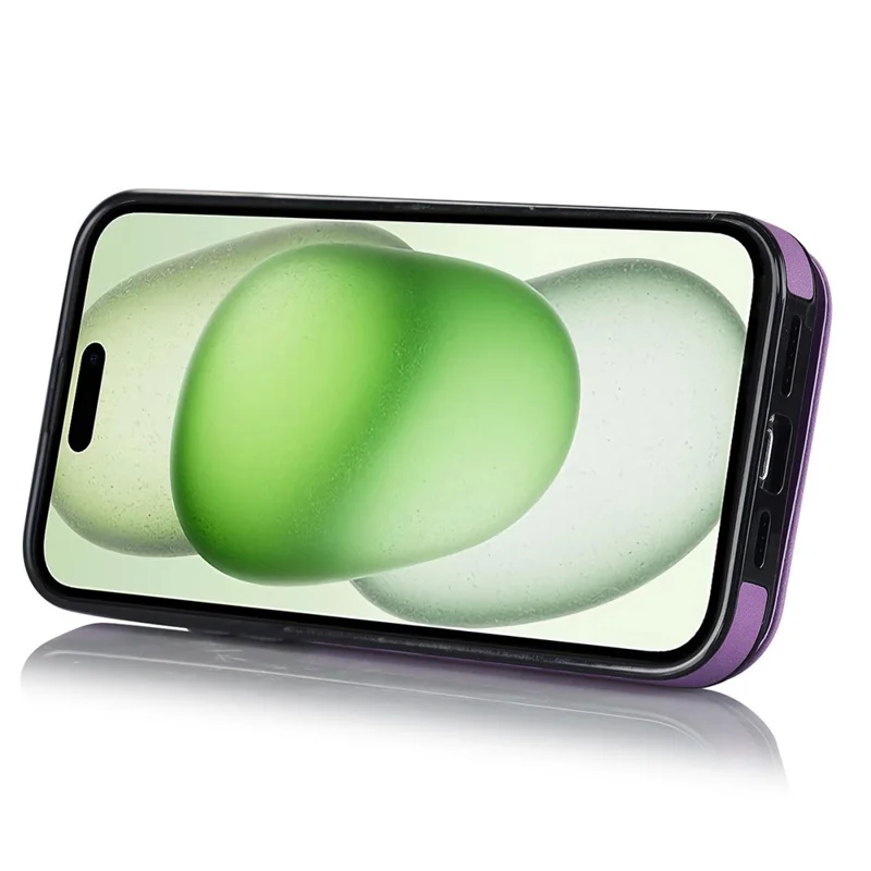 Cover per iPhone 15 con Portafoglio RFID Blocking, Anti-graffio, in PU+TPU Retro con Supporto a Cavalletto - Viola