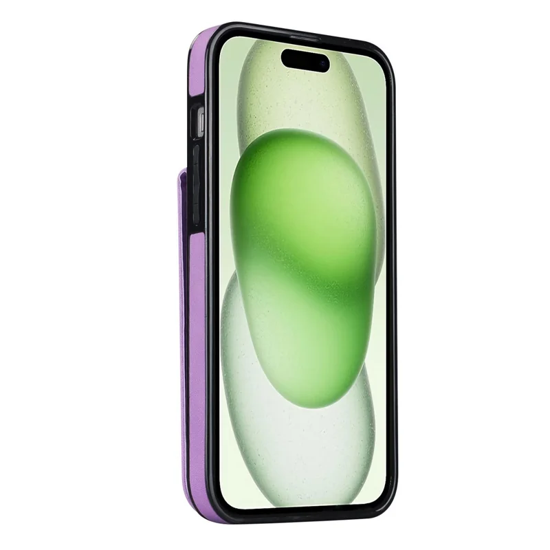 Cover per iPhone 15 con Portafoglio RFID Blocking, Anti-graffio, in PU+TPU Retro con Supporto a Cavalletto - Viola