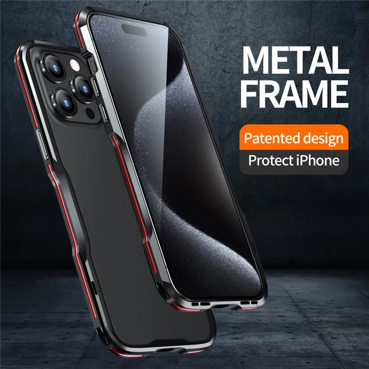 LUPHIE For iPhone 15 Pro Max Bumper Case Screw Lock Mobile Phone Metal Frame - Dark Blue
