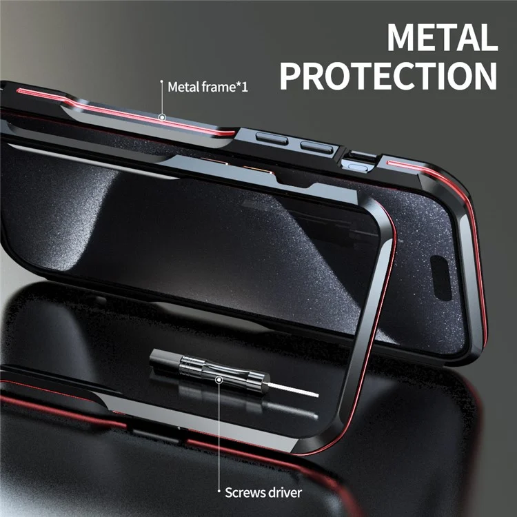 LUPHIE For iPhone 15 Pro Max Bumper Case Screw Lock Mobile Phone Metal Frame - Dark Blue